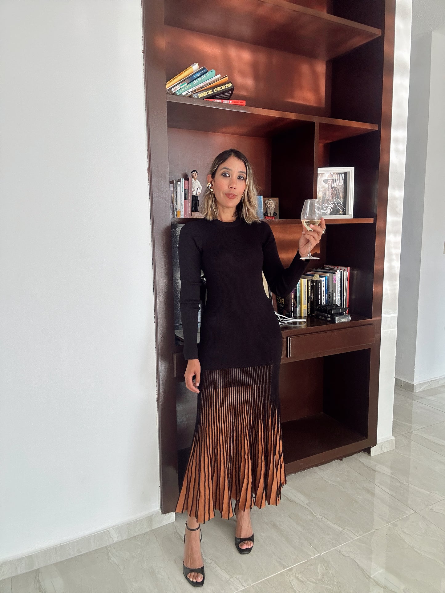 Ebony Pleat Hem Sweater Maxi Dress