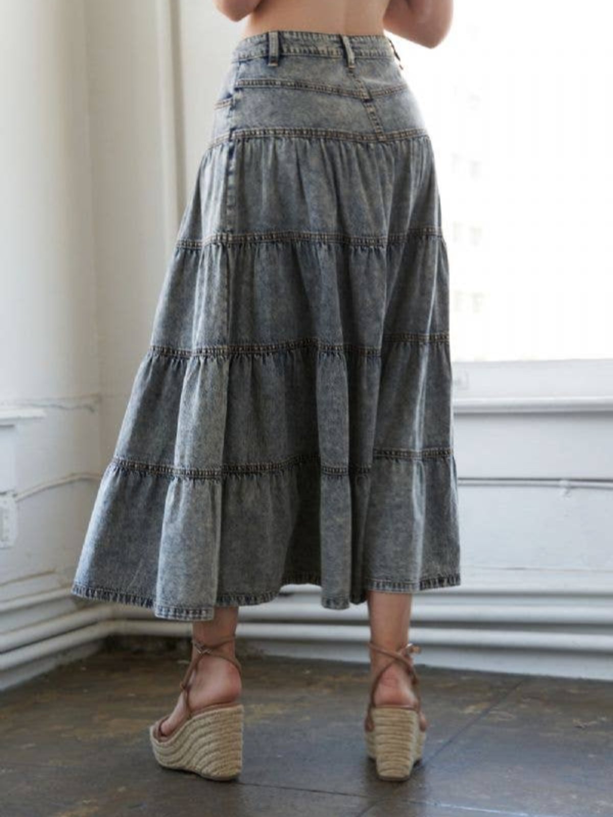 City Chic Denim Midi Skirt