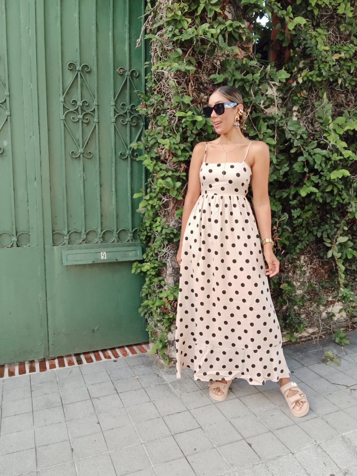 Timeless Polkadot Smocked Maxi Dress