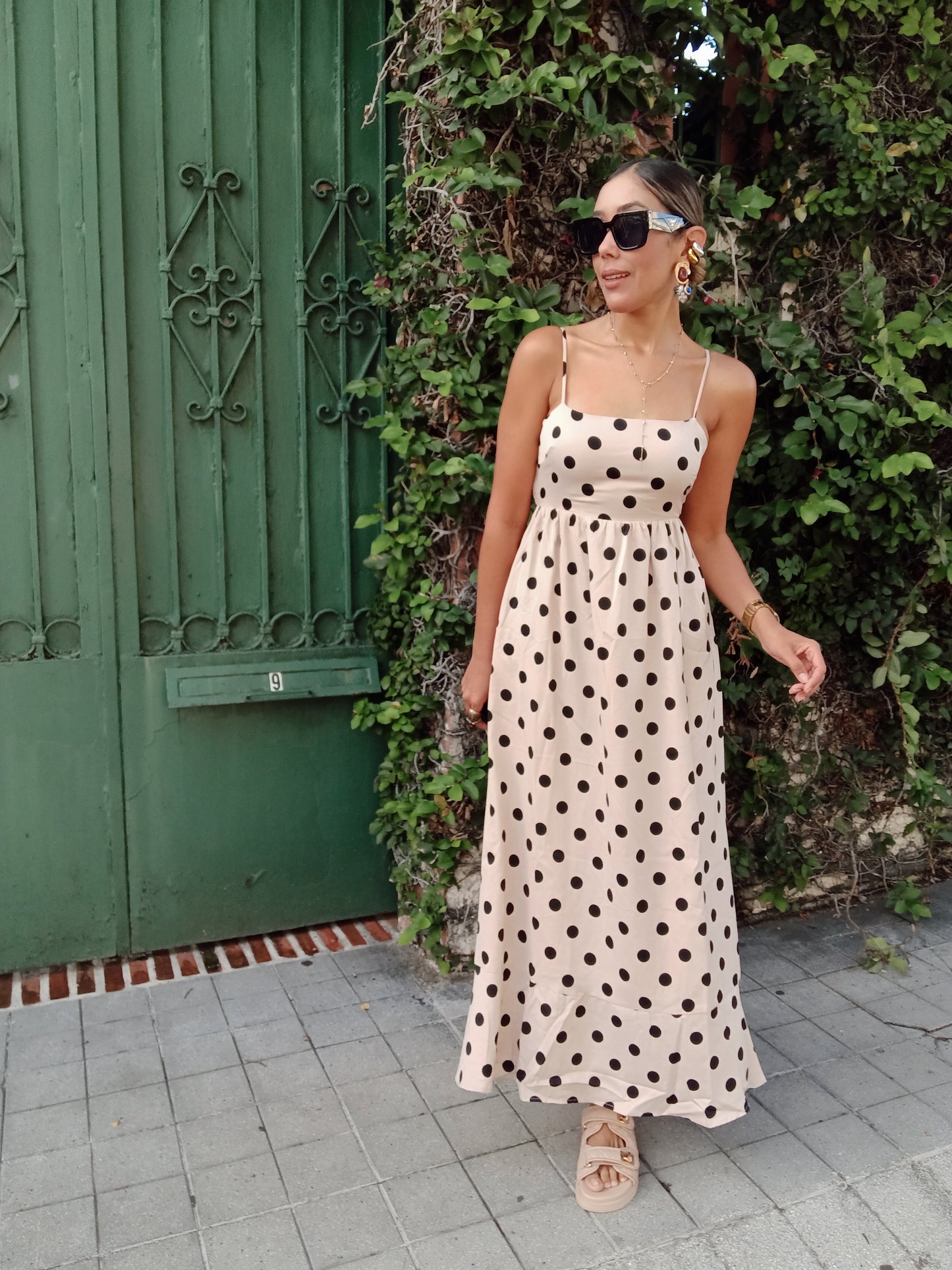 Timeless Polkadot Smocked Maxi Dress