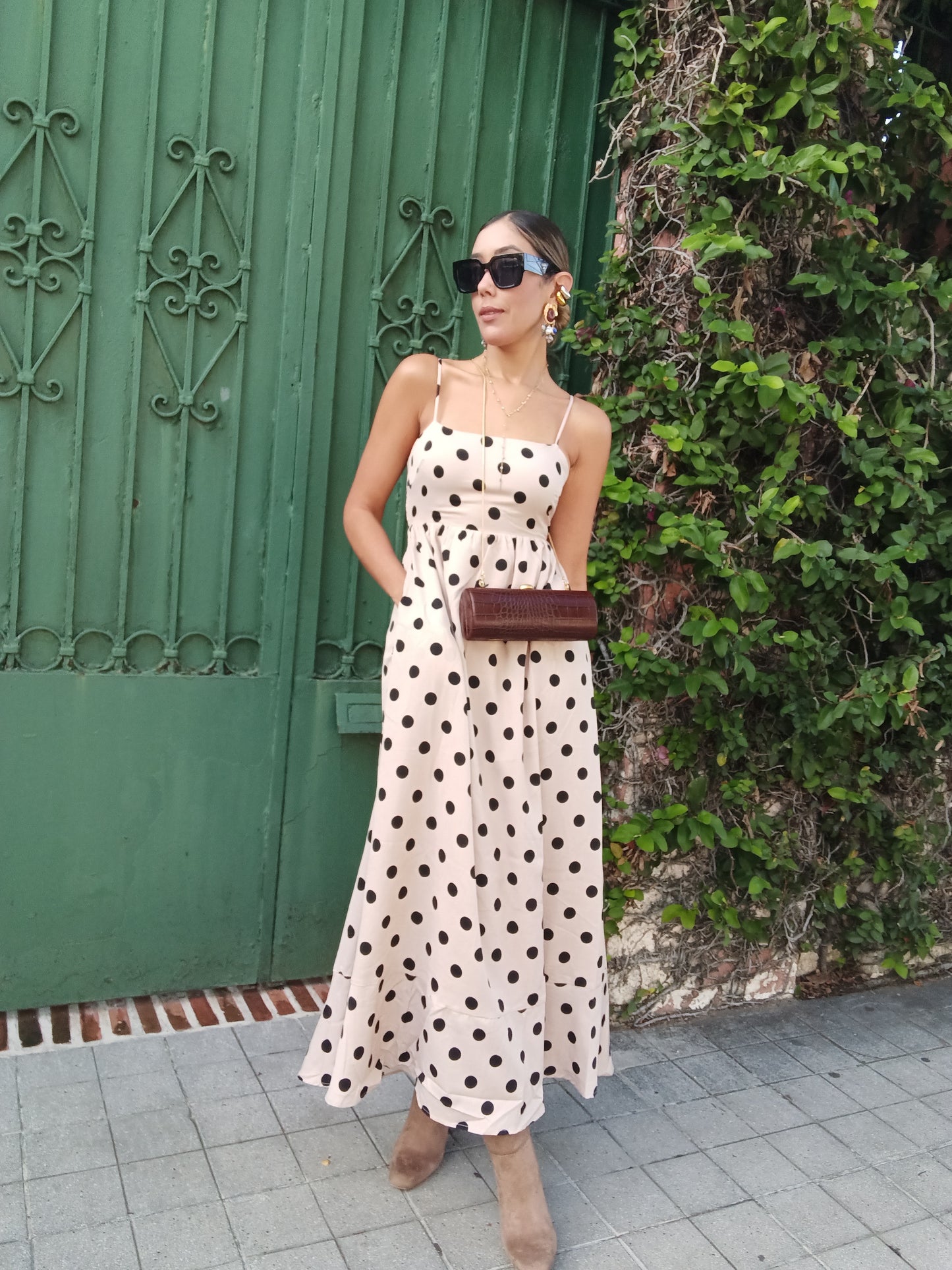 Timeless Polkadot Smocked Maxi Dress