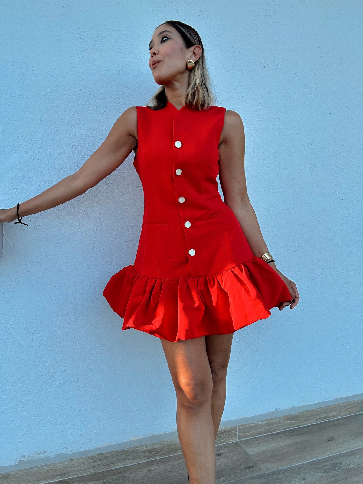 Amanda  Bubbled Hem Mini Dress