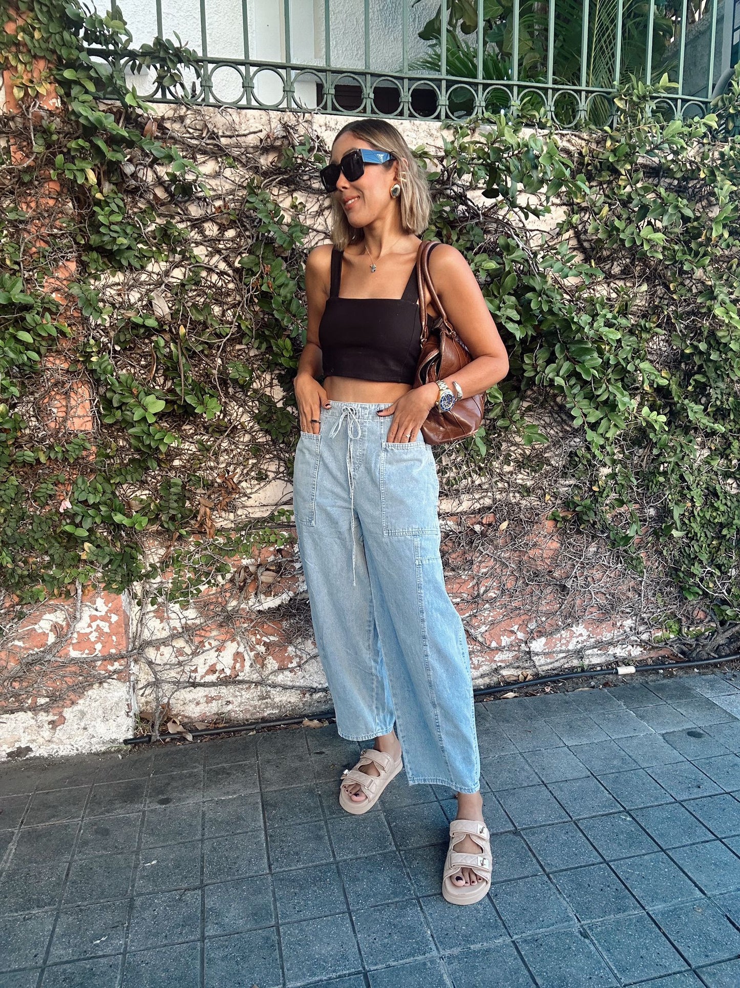 Skylar Tied Front Denim Balloon Pants