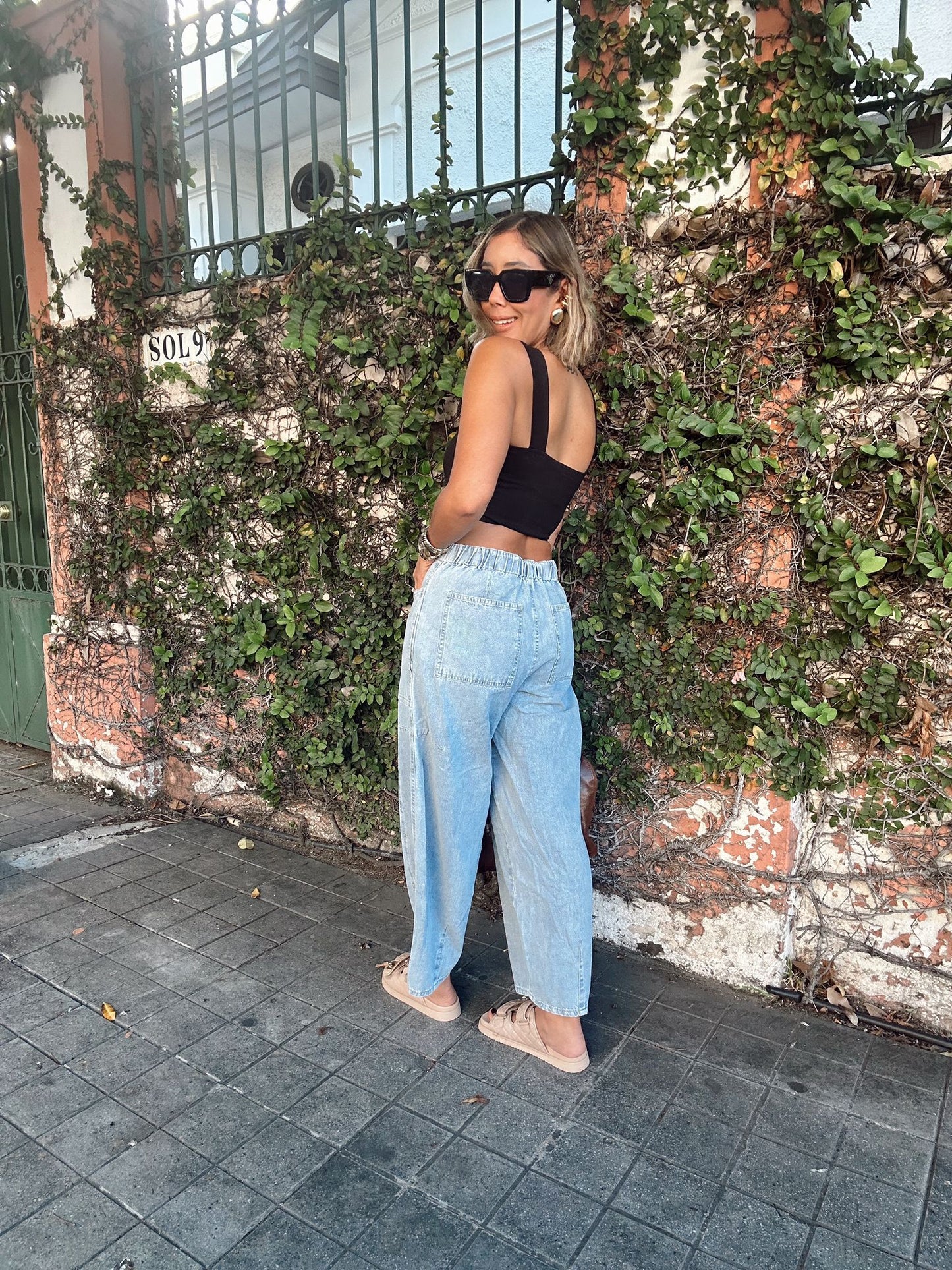 Skylar Tied Front Denim Balloon Pants