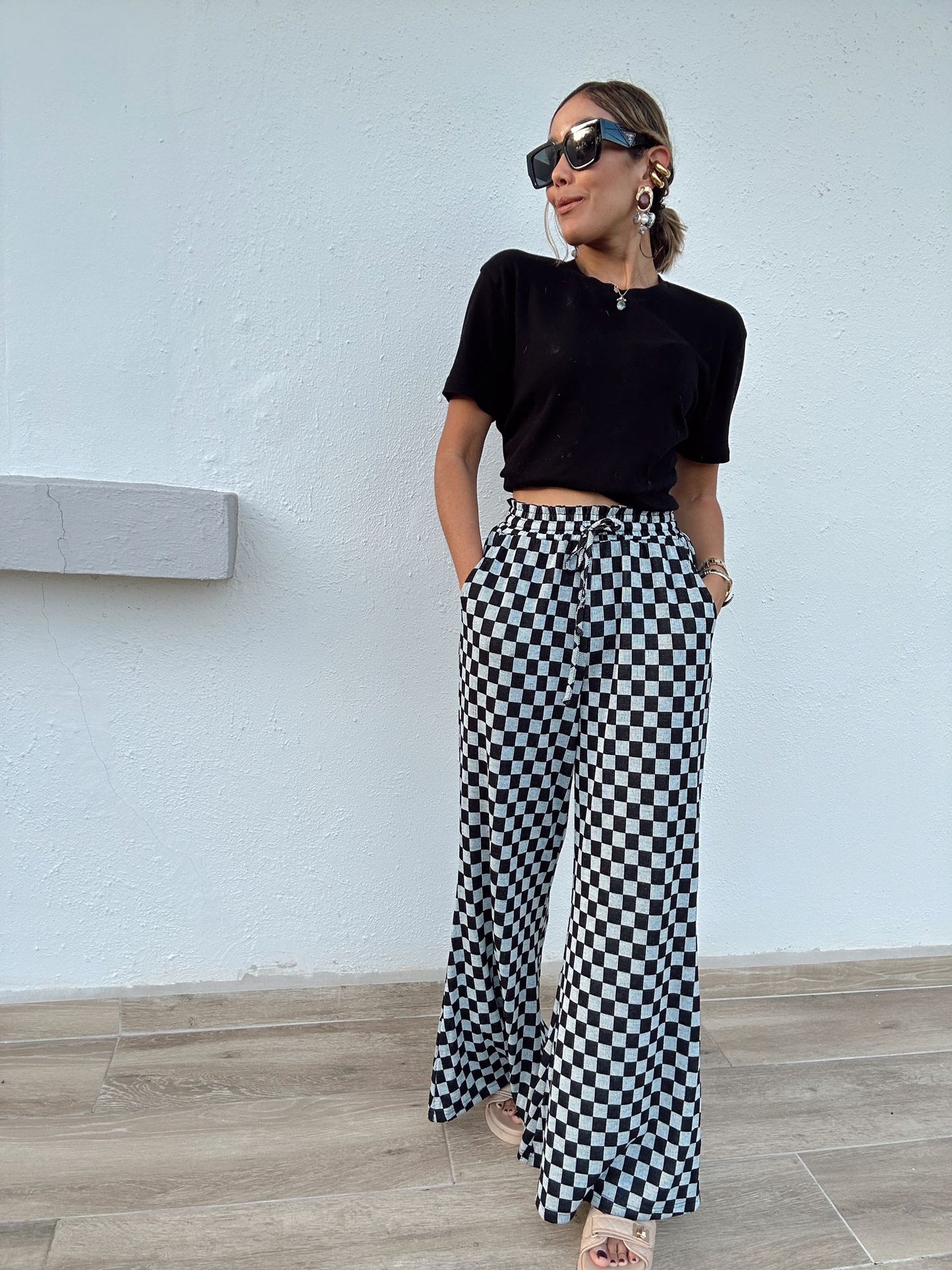 Bold Moves Checkerboard Palazzo Pants