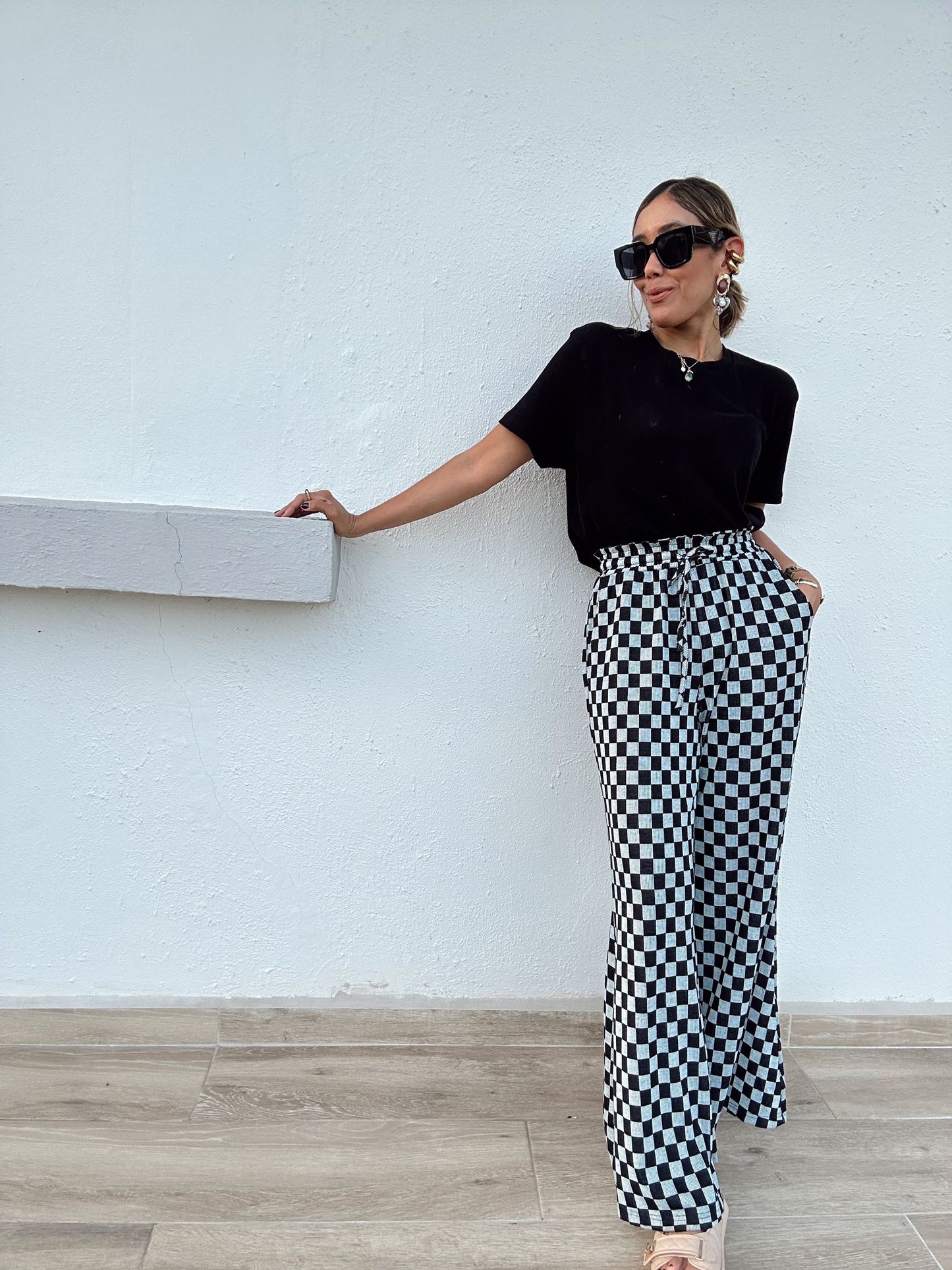 Bold Moves Checkerboard Palazzo Pants