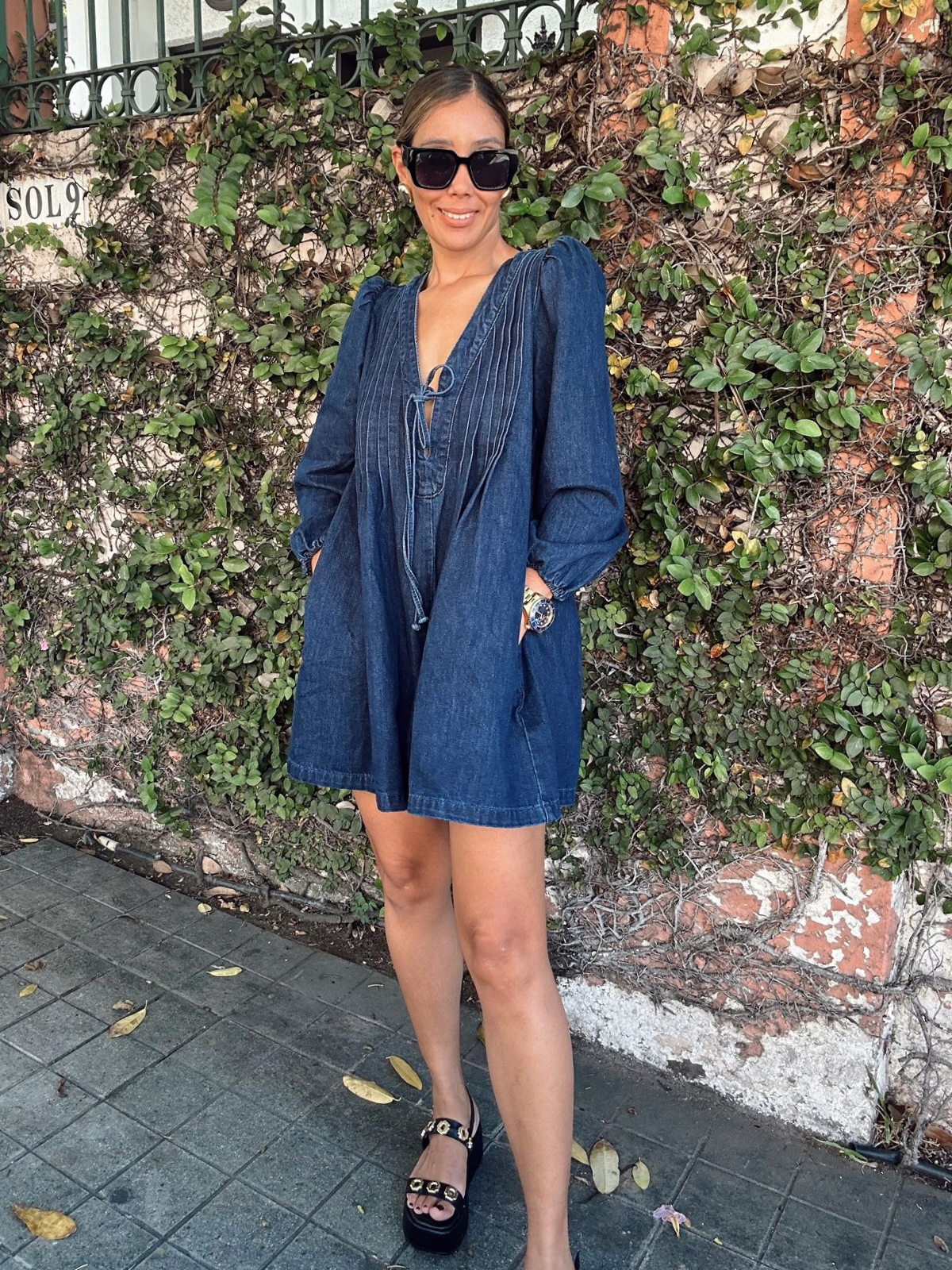 Cali Front Tie Denim Romper