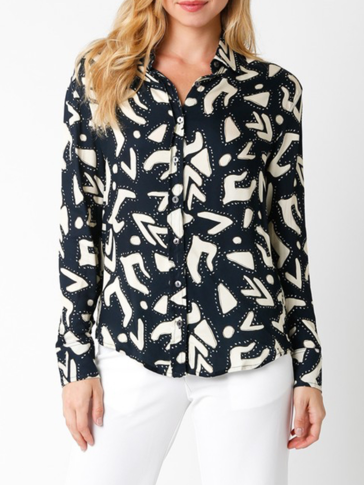 Dalys Abstract Button-Down Blouse