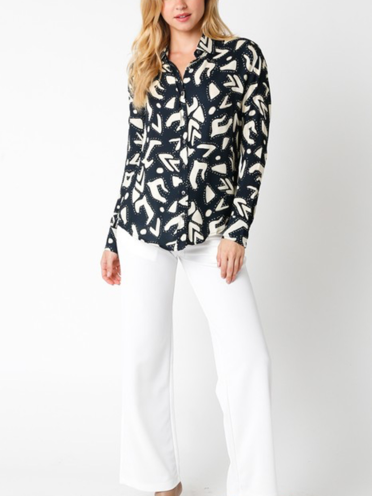 Dalys Abstract Button-Down Blouse