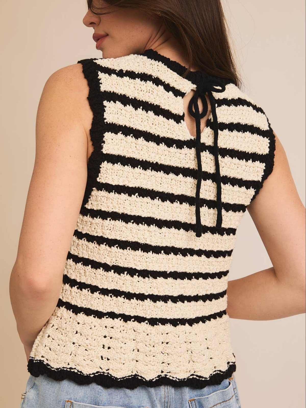 The Bella Crochet Stripe Top