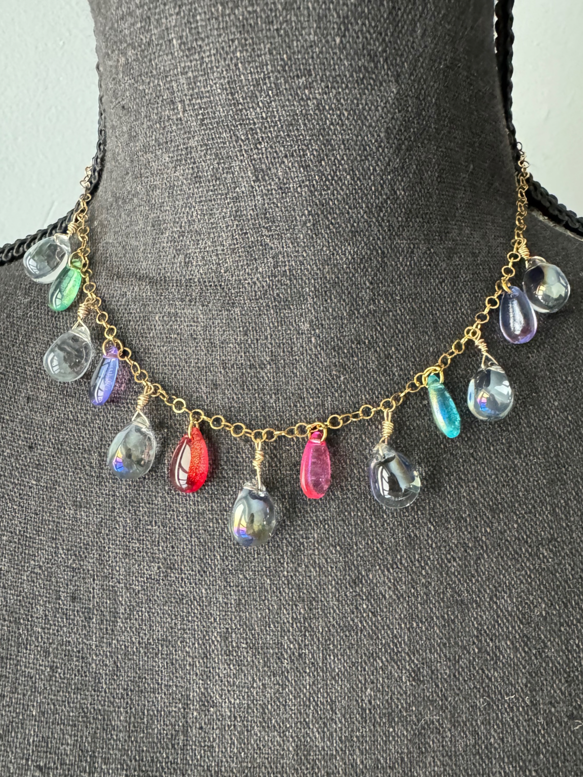 Rainbow Raindrop Necklace and Bracelet