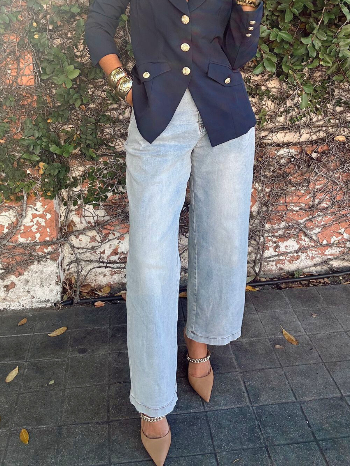 The Noelia Pleated Wide-Leg Jeans