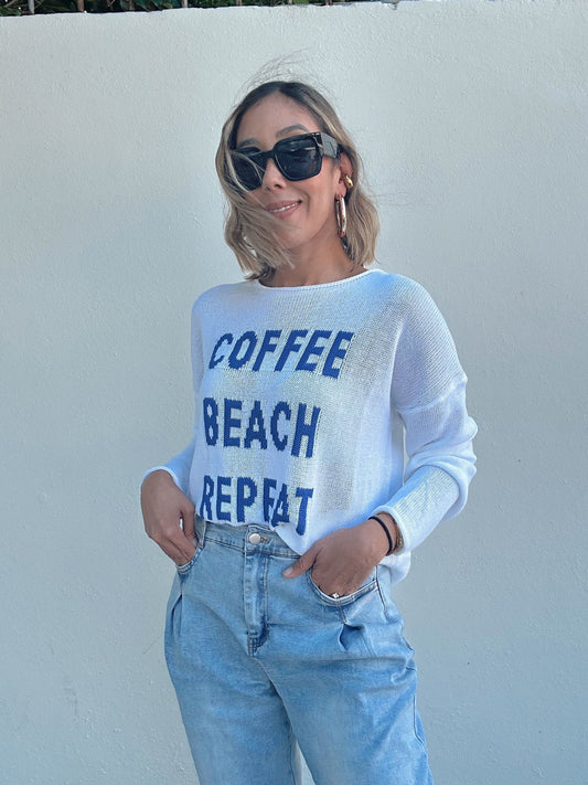 'COFFEE BEACH REPEAT' SWEATER