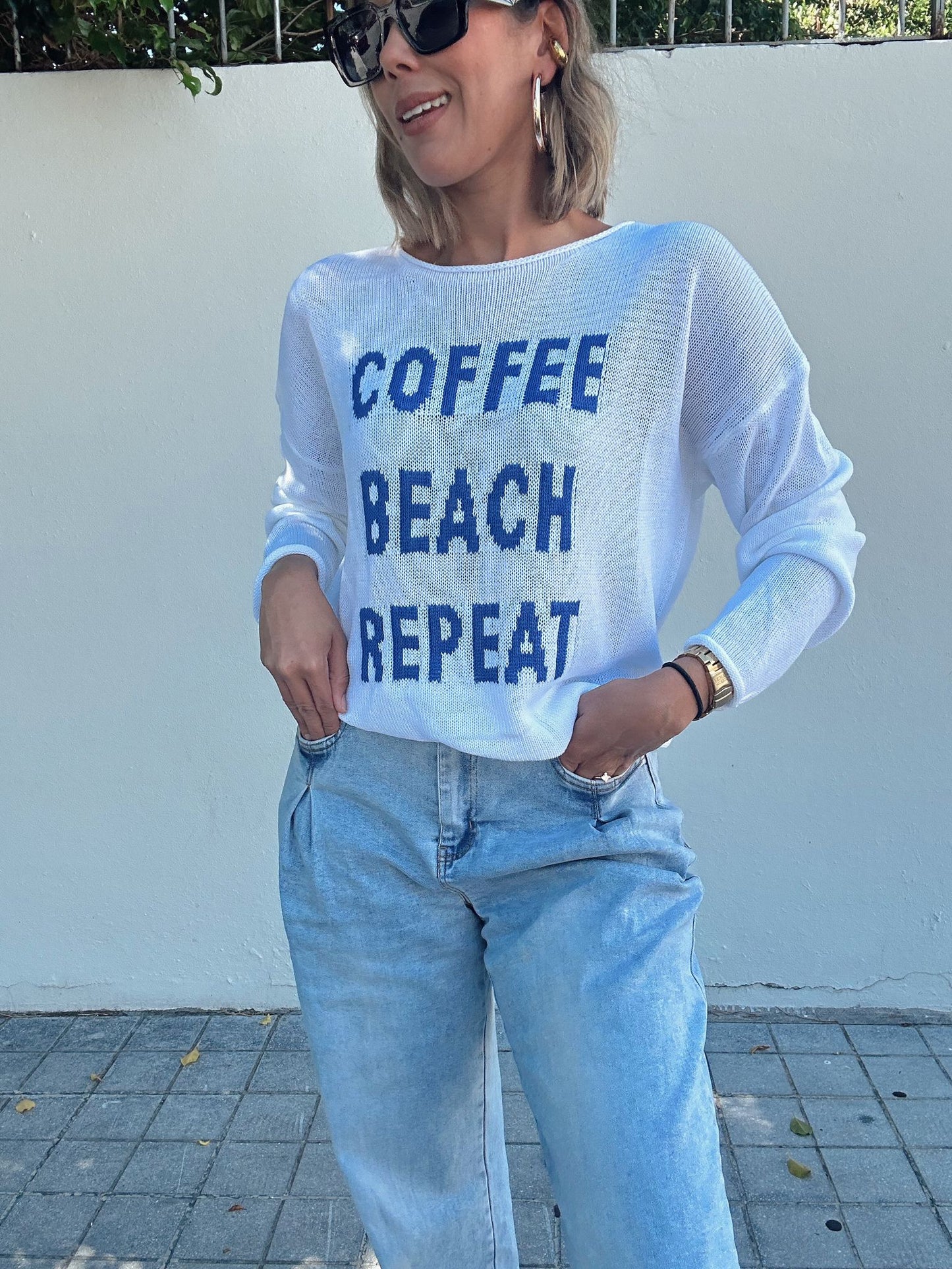 'COFFEE BEACH REPEAT' SWEATER