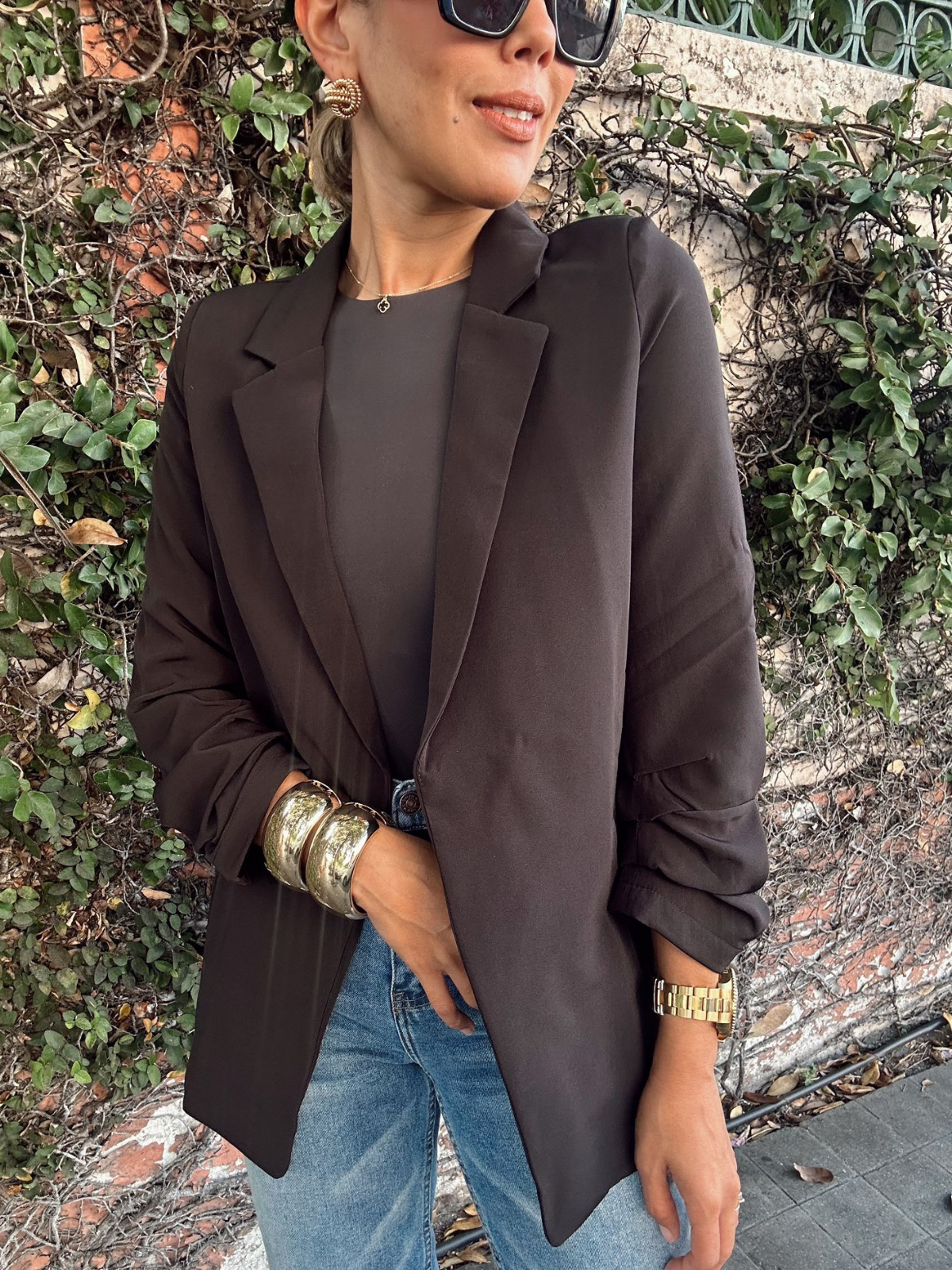 The Milan Ruched Sleeve Blazer