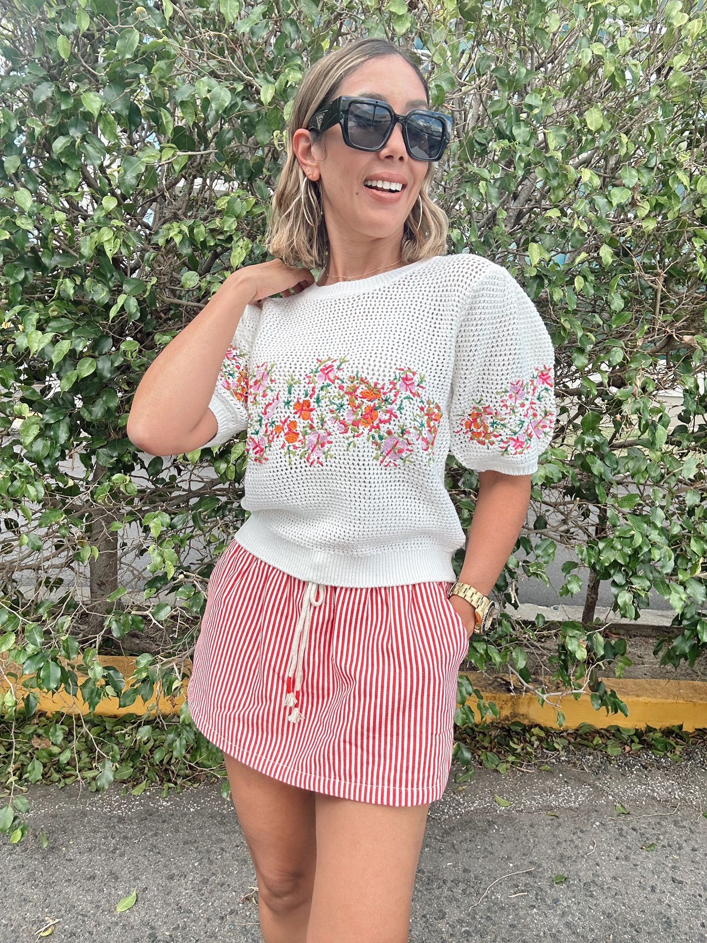 Blossom Elegance Embroidered Crochet Top