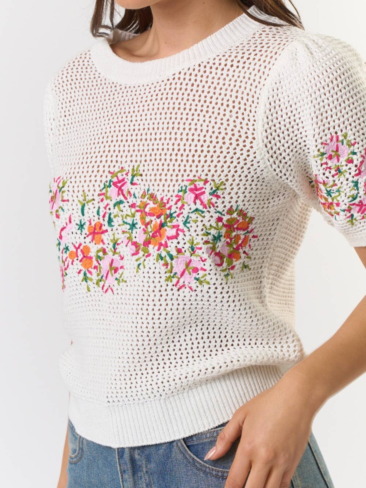 Blossom Elegance Embroidered Crochet Top