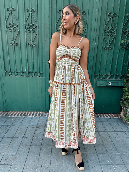 The Bahamas Cutout Smocked Maxi Dress