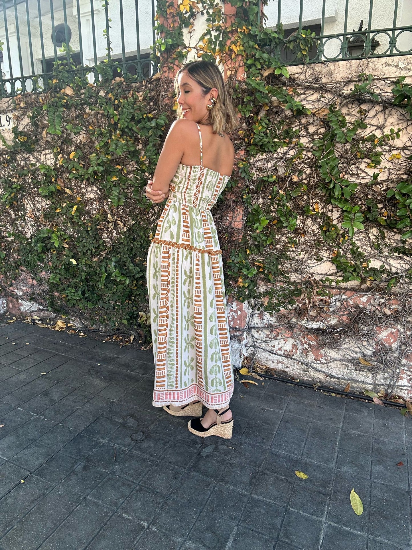 The Bahamas Cutout Smocked Maxi Dress