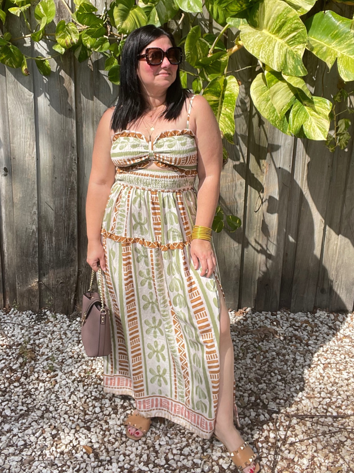 The Bahamas Cutout Smocked Maxi Dress