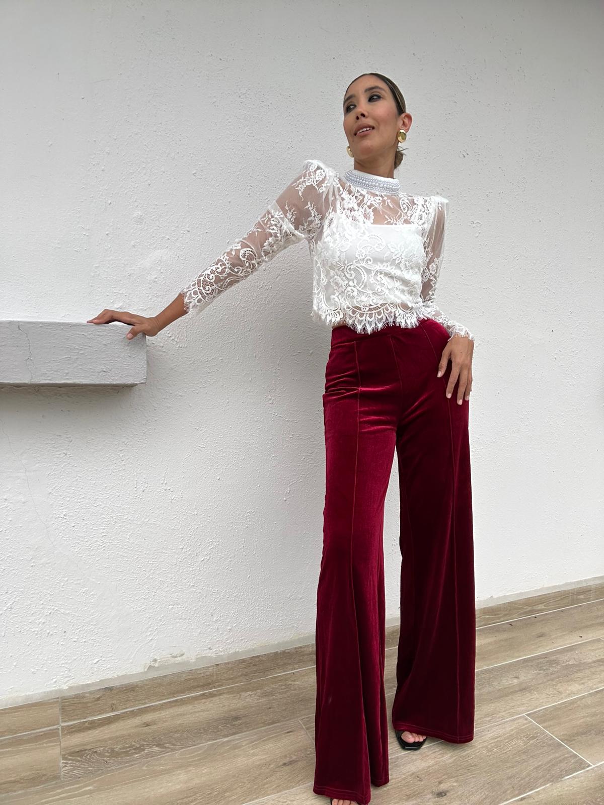 Velvet Allure Pants in Burdeos