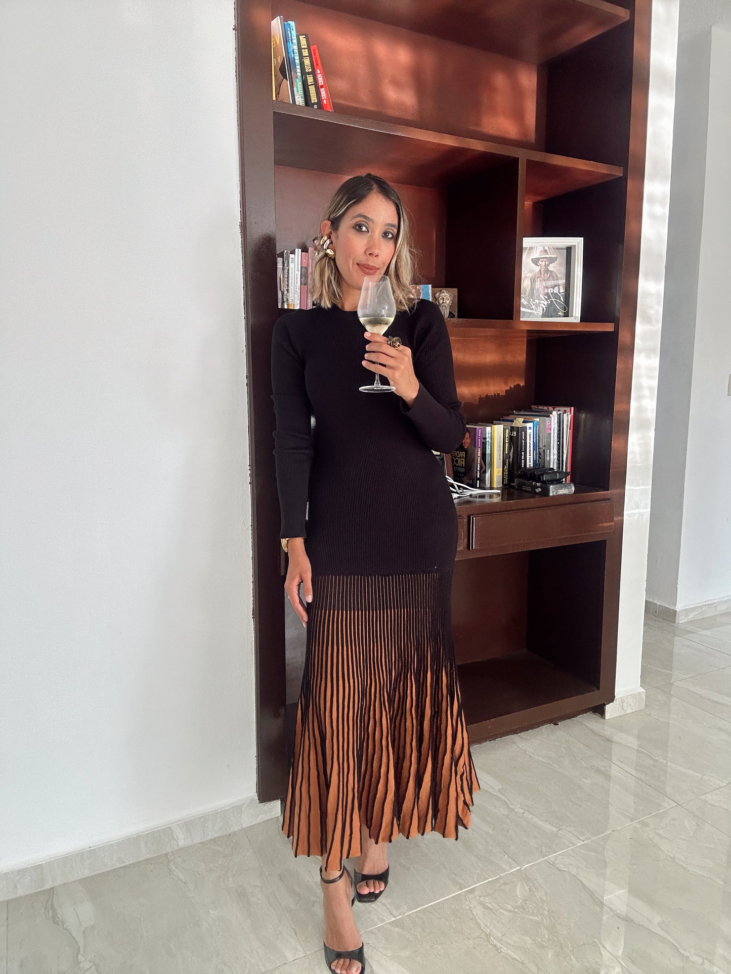 Ebony Pleat Hem Sweater Maxi Dress