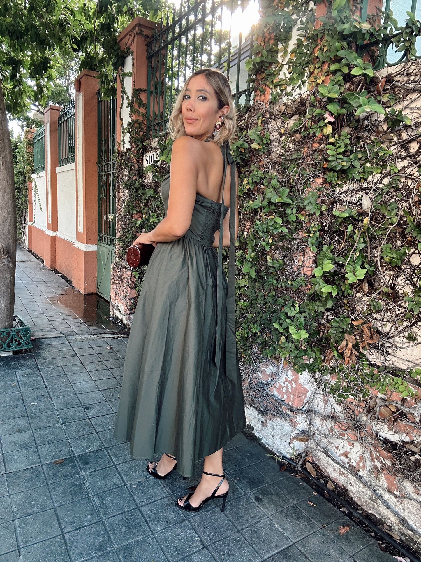 Olive Sweetheart Midi Dress