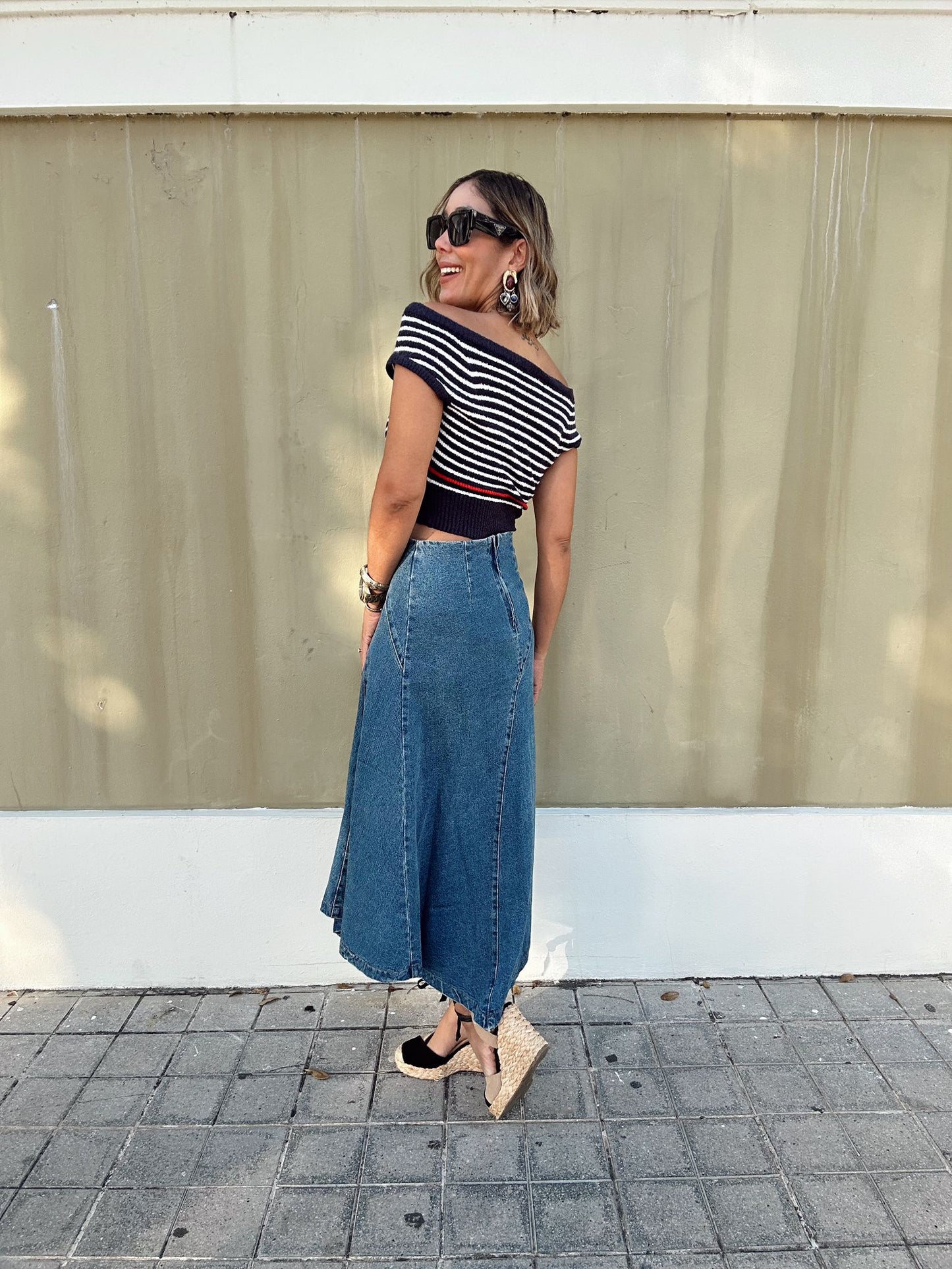 Classic Seamline A-Line Denim Skirt